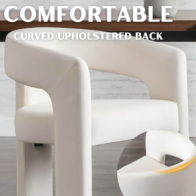 RIVOVA Modern Barrel Dining Chairs Set of 6, Velvet Upholstered Accent Side - Image 4