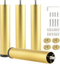 4 Pack 8 Inch Gold Furniture Legs Metal Adjustable Risers Cylinder Screw in M8 by Unknown