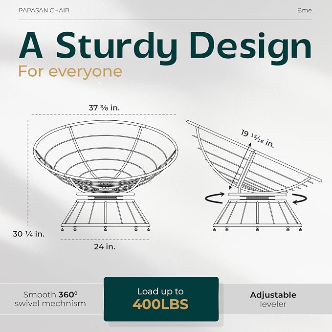 Bme 40" Ergonomic Wicker Papasan Chair - Image 3
