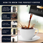 Home Hero French Press Coffee Maker - 34 oz Coffee Press with Bamboo Wood Handle, Heat Resistant Thick Borosilicate Glass French Presses, 4 Layer Filter, French Press Stainless Steel (Black)