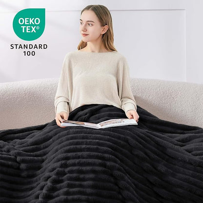 BEDELITE Ribbed Fleece Throw Blanket - Image 3