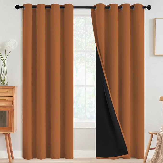 SimpleHome Orange 100% Blackout Curtains Room Darkening Living Room 84 Inch | by SimpleHome
