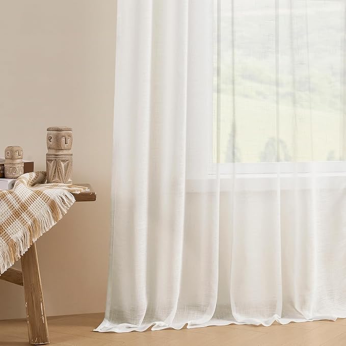 Joydeco Sheer Curtains 72 Inches Long, Cream Curtains - Image 6