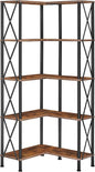 HOOBRO Corner Bookshelf, 5-Tier L-Shaped Bookcase, Industrial Open Display by HOOBRO