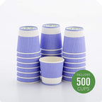 Restaurantware 4 Ounce Ripple Insulated Coffee Cups, 500 Double Wall Corrugated Light Purple Paper Tumblers, Leakproof, Non-Slip Design, Recyclable, Ribbed Surface, Matching Lids Sold Separately