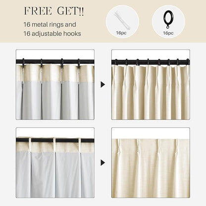 AUSSPVOCT Pinch Pleated 90 Inch Linen Curtains 100% Blackout - Image 7