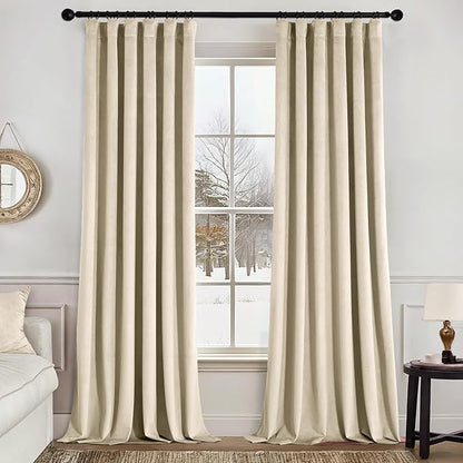 MIULEE Velvet Curtains 50W x 84L 2 Panels Beige Blackout Curtains | Luxury by MIULEE