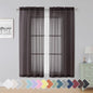 Simplebrand Chocolate Sheer Curtains 63 Inch Length 2 Panels, Rod Pocket Solid by Simplebrand