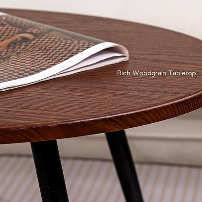 2 Pcs Small Oval Coffee Table, 31.5" Retro Walnut Coffee Tables Nesting Tables - Image 9