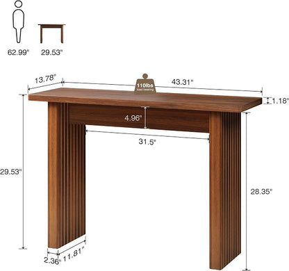 AVZEAR Mid Century Narrow Entryway Console Table, 43.3" Fluted Wood Couch Table - Image 2