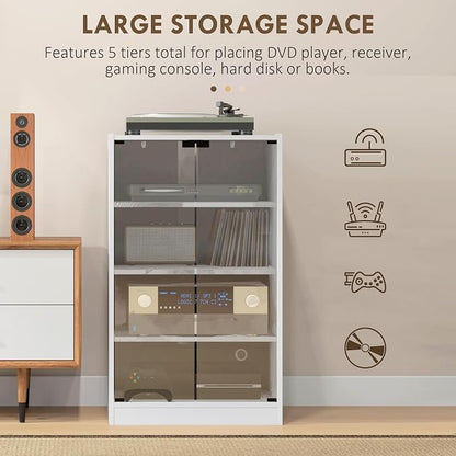 HOMCOM Media Cabinet, 4-Tier Stereo Cabinet - Image 5