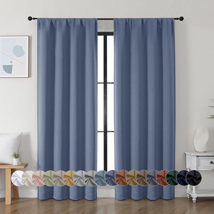 Simplebrand Ava Denim Blue Blackout Curtains by Simplebrand