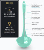DI ORO Silicone Ladle – Soup Ladle for Cooking & Serving Heat-Resistant - Large Kitchen Soup Ladle Nonstick Cookware Safe - Soup Serving Spoon with Wide Bowl - Silicone Utensil Dishwasher Safe (Mint)