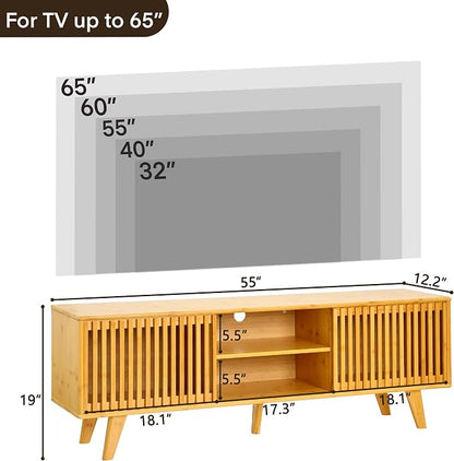 Bamboo TV Stand for TVs up to 65", Accent Entertainment Center - Image 2