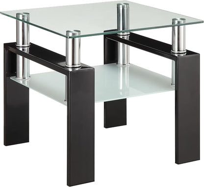 Coaster Home Furnishings Dyer 1-Shelf Square Glass Top Side End Table Black by CoasterFineFurniture