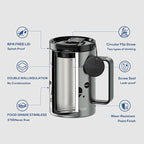 Sidagar+ 18 OZ z Stainless Steel Insulated Coffee Mug with Handle and Lid, Double Wall Vacuum Travel Mug, Tumbler Cup with Sliding Lid, Resuable Insulated Coffee Tumbler, Silver