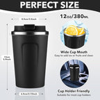 Volhoply 12 oz Double Wall Insulated Vacuum Travel Coffee Mug with Flip Lid Bulk 2 Pack,Reusable Stainless Steel Leak Proof Coffee Cup,Portable Thermal Tumbler for Cold&Hot Drinks(Assort Color,2 Set)