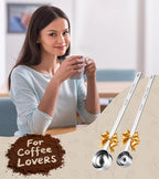 Coffee Scoop for Ground Coffee, 304 Stainless Steel Long Handled Measuring Scoop Set, 2 Tablespoon Coffee Bean Scoop for Protein Powder, Tea, Baking (2pcs)