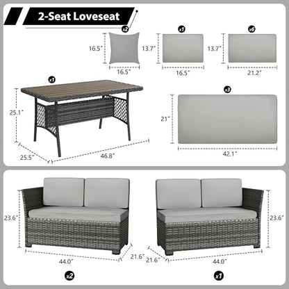 KIGOTY 7 Piece Patio Furniture Set, Outdoor PE Wicker Rattan Outdoor Dining Set - Image 2