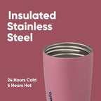 Owala SmoothSip Slider Insulated Stainless Steel Coffee Tumbler, Reusable Iced Coffee Cup, Hot Coffee Travel Mug, BPA Free 12 oz, Purple/Pink (Crochet Queen)