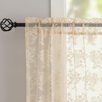 YJ YANJUN Vintage Lace Curtains 36 inch Length - Image 3