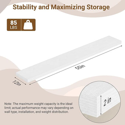 55 Inch Floating Shelves, 12 Inch Deep Floating Shelves - Image 4