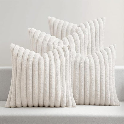 MIULEE Faux Fur Plush Decorative Throw Pillow Covers 20x20, Pure White | Set of by MIULEE