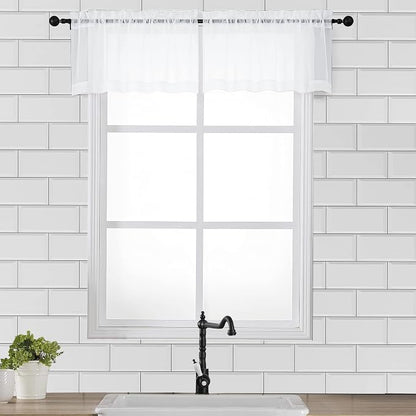 White Sheer Window Valance Curtains, Light Filtering Kitchen Valances Windows by OVZME