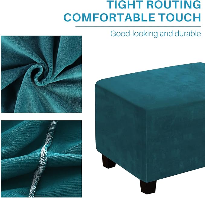 Ottoman Cover, Stretch Rectangle Velvet Ottoman Slipcovers of Foot Stool - Image 6