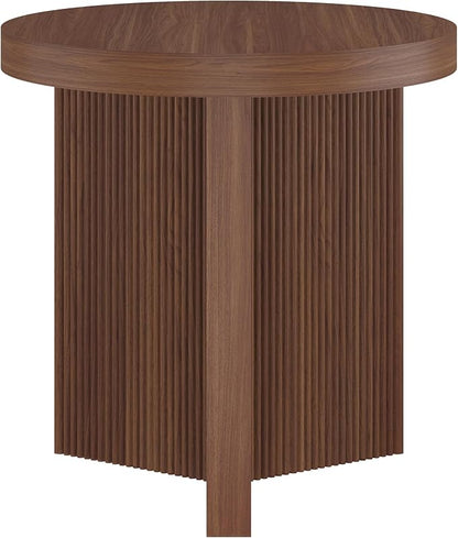 Henn&Hart 22'' Fluted Scandinavian Round End Table Ribbed Side Table, Nightstand - Image 4