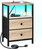 LOAKEKEL Night Stand with Charging Station and LED, Bedside Table with USB by LOAKEKEL