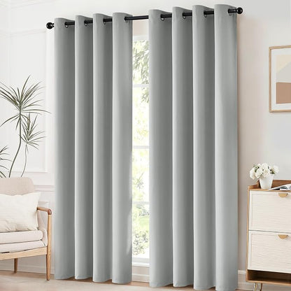 Yakamok Room Darkening Curtains 52x63 inch Length Light Grey-Living Room | 2 - Image 2