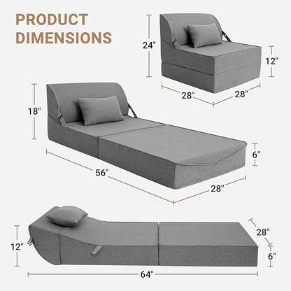 BeBen Folding Sofa Bed Chair, Convertible Sleeper Chair Futon Couch, Foldable - Image 2