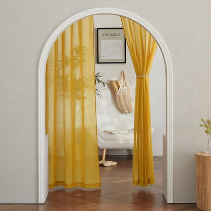 NICETOWN Citrine Linen Curtains 108 inches Long, Grommet Decorative Semi Sheer - Image 7
