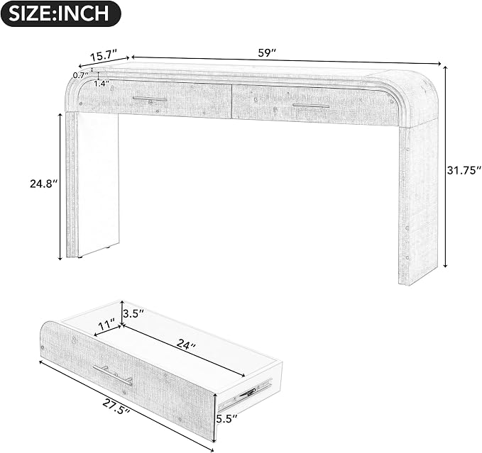 59" Unique Retro Silhouette Console Table - Image 2
