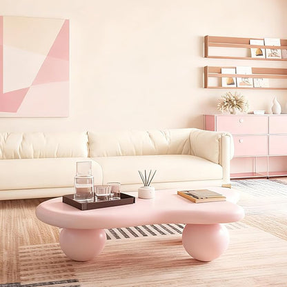 47.2" Cloud Coffee Table with 3 Ball Legs, Modern Irregular Center Table - Image 4