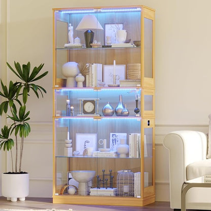 Display Cabinet with Glass Doors & LED Lights, 5 Tier Lighted Display Case by ZKIODVHome