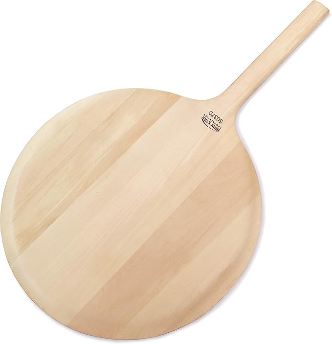 New Star Foodservice 50370 Restaurant-Grade Wooden Pizza Peel, 19" L x 19" W Plate, with 14" L Wooden Handle, 33" Overall Length