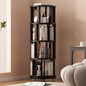 Muwuele Solid Wood Rotating Bookshelf on Wheels, 4 Tier, Round Revolving by Muwuele