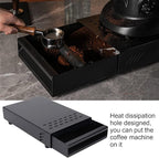 Coffee Knock Box, Stainless Steel Drawer Type Coffee Grind Container Coffee Knock Box Espresso Knocker Drawer Non Slip with Rubber Knock Stick for Cafes Home Kitchens Office (Black)