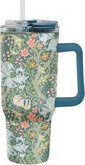 RainCaper 18/8 Stainless Steel Insulated Water Tumbler with Straw | 30oz, BPA-Free, Double Wall for Hot & Cold | Travel-Friendly, Cup Holder Ready (William Morris Morris Golden Lily)