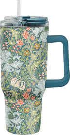 RainCaper 18/8 Stainless Steel Insulated Water Tumbler with Straw | 30oz, BPA-Free, Double Wall for Hot & Cold | Travel-Friendly, Cup Holder Ready (William Morris Morris Golden Lily)