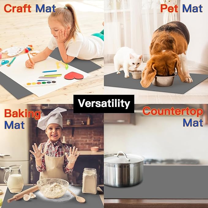 Silicone Mats for Kitchen Counter, 47.3"x23.6"(120cmx60cm) Large Heat Resistant Mat Kitchen Island Waterproof 2MM Thick Countertop Protector Mat Nons-slip Extra Large Counter Mat, Translucent Red