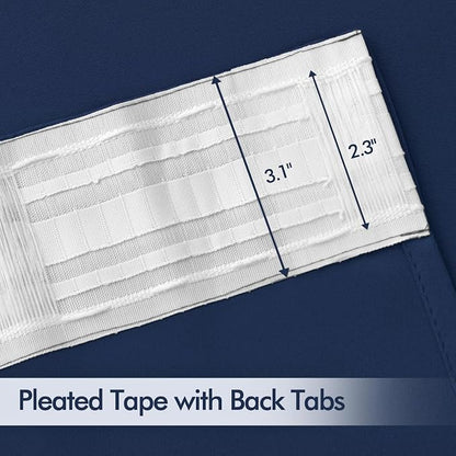 MIULEE Navy Blue Back Tab Blackout Curtains 52x90 Inch Long 2 Panels Set | Rod - Image 4