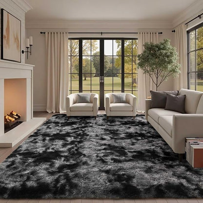 9x12 Ft Extra Large Shag Rugs for Living Room, Tie Dyed Ultra Soft Fluffy Furry by Cuzwlovita