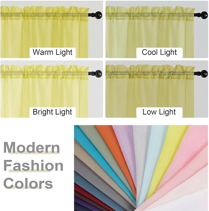 Sheer Curtains 63 Inch Length 2 Panels Set - Image 7