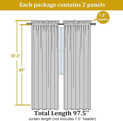 Lemon Sheer Curtains for Bedroom Living Room 96 Inches Long 2 Panels Set - Image 2
