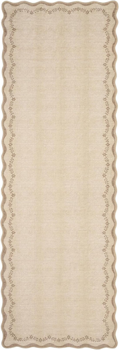 GarveeHome 2x6 Scalloped Washable Runner Rug Non Slip Hallway Kitchen Rug | - Image 8
