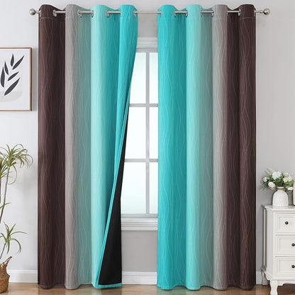 Brown and Teal Ombre Blackout Curtains by ESTELARTEXTILER