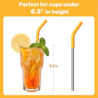6.7" Short Metal Straw-Reusable Stainless Steel Drink Straws with Silicone Tips and Brush, Fit for 6 7 10 12 oz Small Cups (Colors 1)